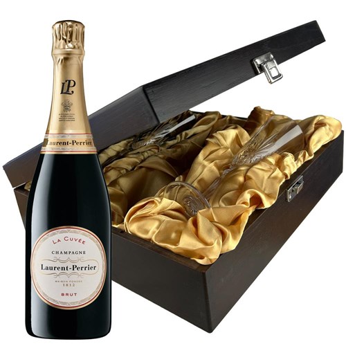 Laurent Perrier La Cuvee Champagne 75cl And Flutes In Luxury Presentation Box